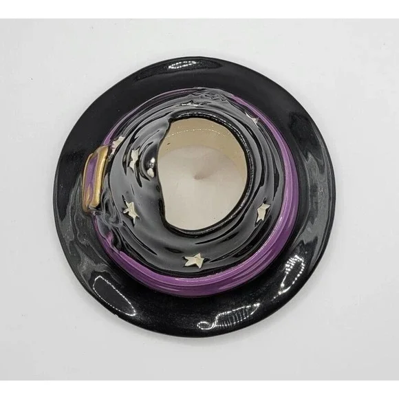 Yankee Candle Black Halloween Witch Hat Spiders Ceramic Candle Jar Topper Shade - Picture 6 of 11